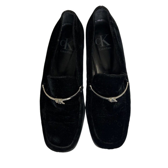 Vintage Calvin Klein Womens Black Velvet Horsebit Loafer Size 8 - Picture 9 of 12